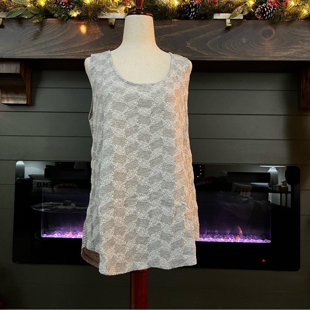 Caslon - Grey & White Tunic Tank - Size L - Like New